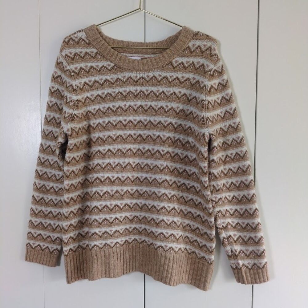 CROFT & BARROW WOMENS MEDIUM EXTRA-COZY SWEATER PULLOVER STRIPED-GEOMETRIC